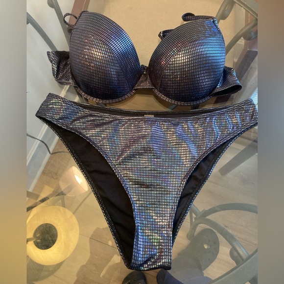 SHEIN Other - 🔴 4/$12 SHEIN Shimmering Black Bikini Set Size X-large Vacation Beach Set